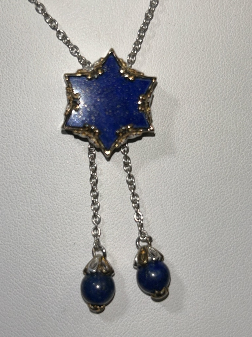 NWOT Gems En Vogue Palladium 18k Accent Genuine Lapis Lariat Star Necklace